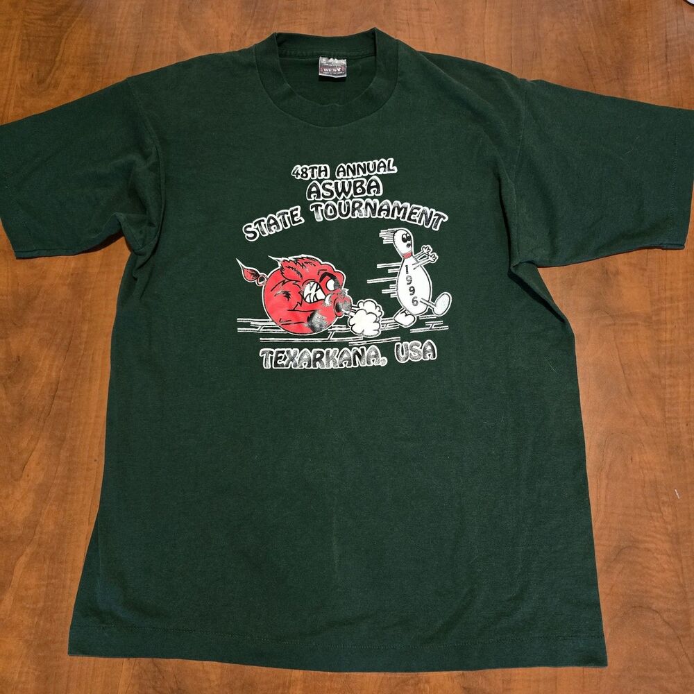 Fruit Of The Loom Vintage 1996 Texarkana 48th Annual Bowling Tournament Tee L